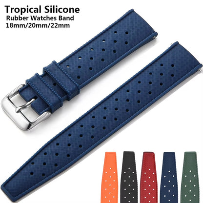 New Tropical Rubber Strap for Oris Seiko Citizen Quick Release Watch Band 18Mm 20Mm 22Mm Silicone Tropic Strap Smart Watch Strap